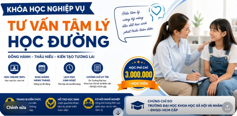 Khai Giảng Khoá Học Nghiệp Vụ Tư Vấn Tâm Lý Học Đường Online 2026