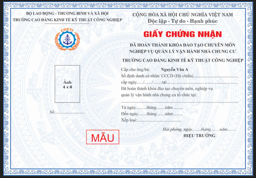 chung chi quan ly nha chung cu