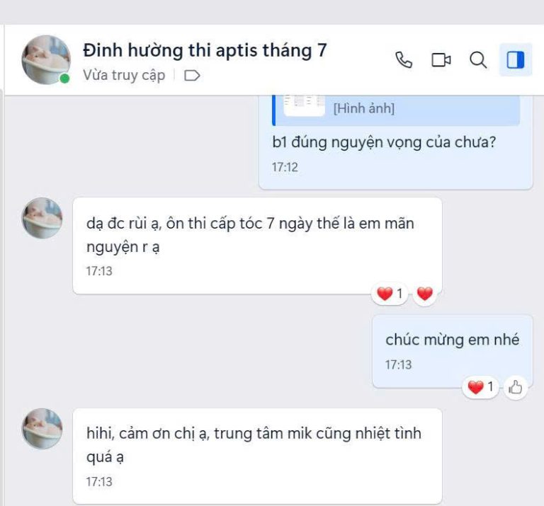 cam nhan3 Khoá học và ôn thi Aptis Online 2026