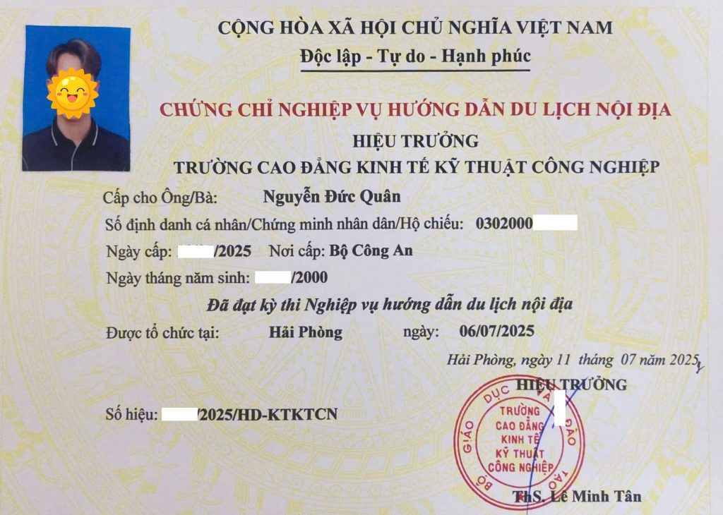 Chứng chỉ hướng dẫn viên du lịch nội địa