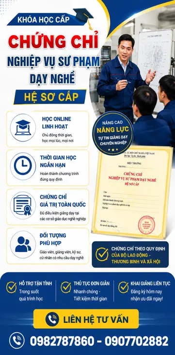 Nghiệp Vụ Sư Phạm Dạy Nghề Hệ Sơ Cấp Học Online 2026 | Học Phí 2.500.000 6 Nghiệp vụ sư phạm dạy nghề hệ sơ cấp học online 2026