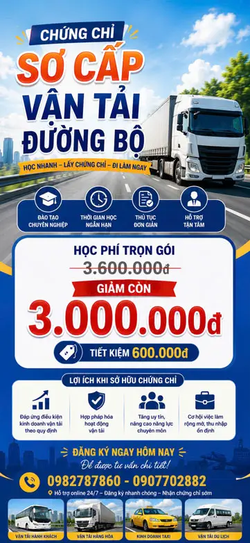 Chứng chỉ sơ cấp vận tải đường bộ 1